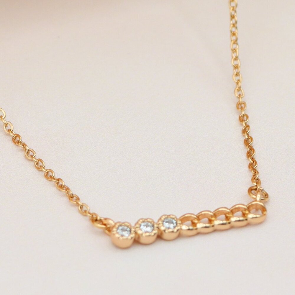 "Minimalist Rose Gold Necklace with CZ Bar Pendant, XPNL0180